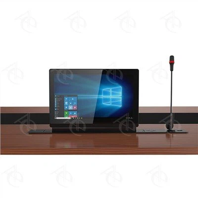 19-дюймовый моторизованный выдвижной монитор с регулируемым наклоном 0-90 градусов и подъемным микрофоном